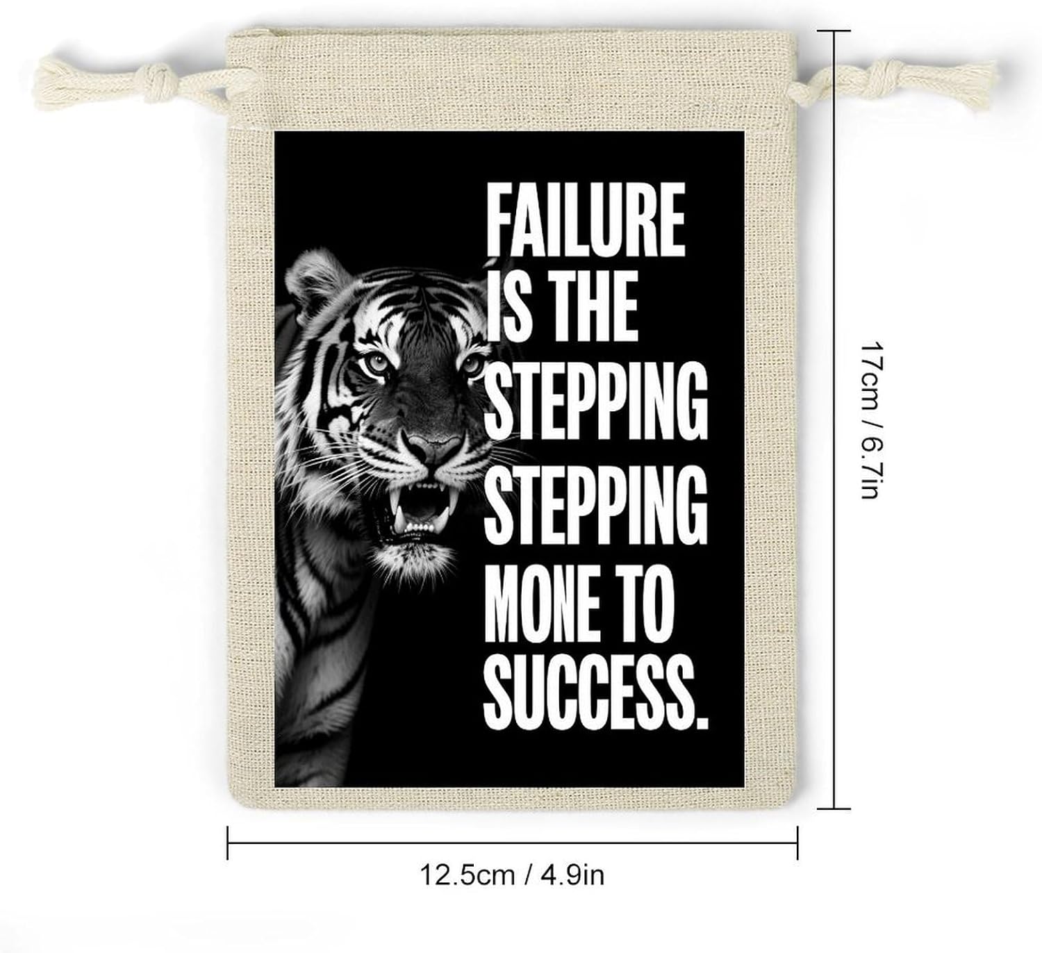 Wildlife Tiger Motivational Quotes Drawstring Bag Fashionable Cinch Bags Bunches Pocket Set of Eight Multipurpose Drawstring Storage Bags for Daily Storage Kitchen Dressing Table