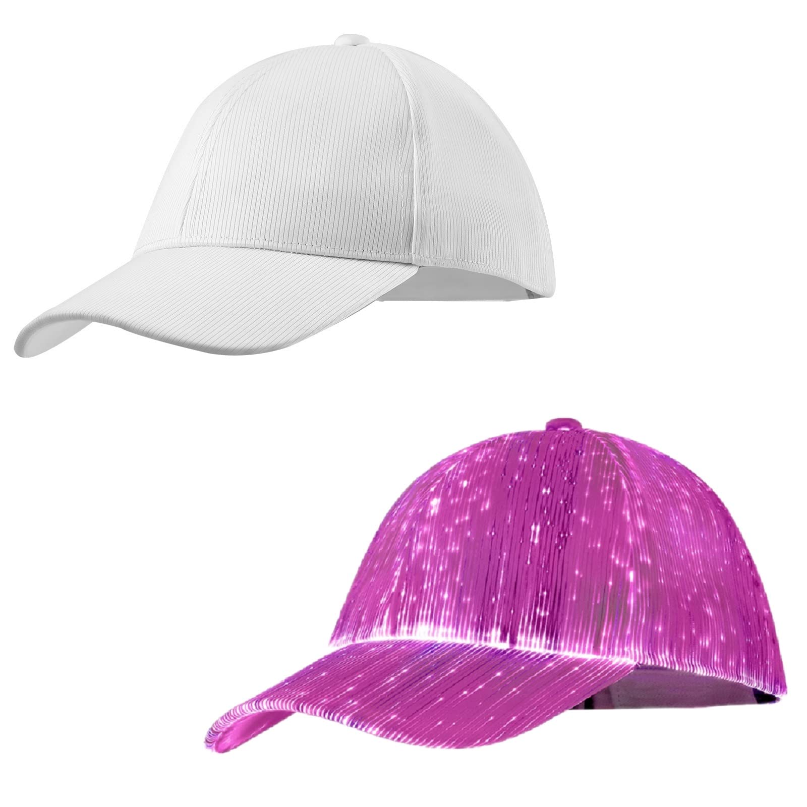 Led Light up hat with 7 Colors Flashing Light Made of Fiber Optic, neon Glowing Baseball Cap Funny Luminous Hats for Night Rave Party, Team Building, Helloween, Christmas, Festivals and Carnivals