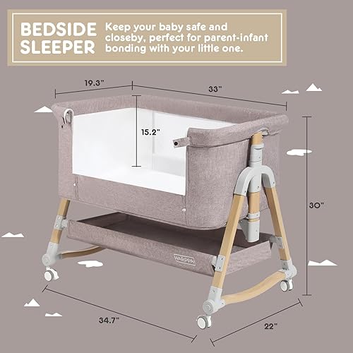 Miniatura 4 de HARPPA Cuddly - Moisés 3 en 1 para bebé (red de mosquito incluida), cuna ajustable de cinco posiciones con almacenamiento para recién nacidos,