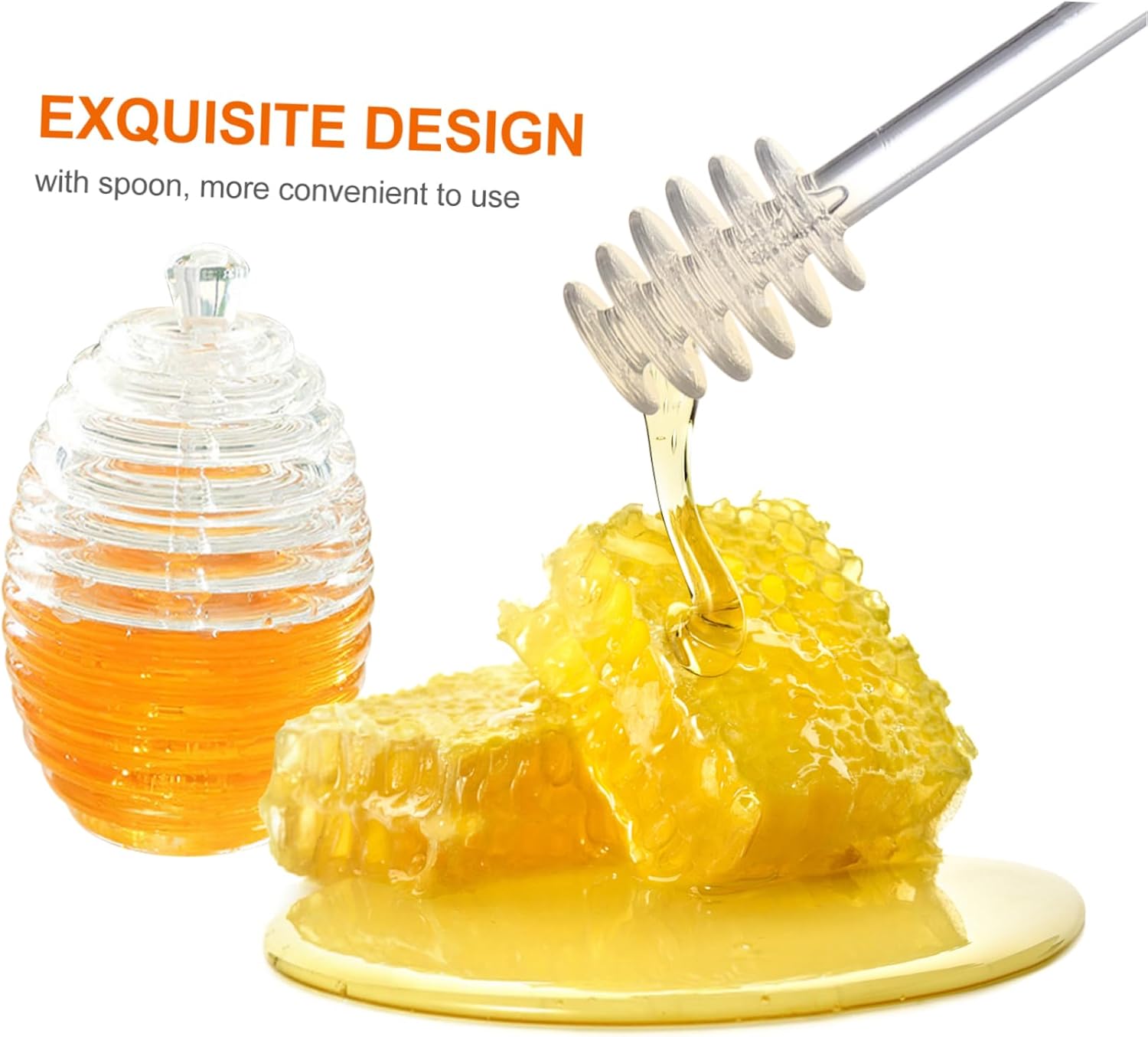 2pcs Acrylic Jar Set with Spoon Sealed Storage Container for Honey Syrup or Jam for Kitchen and Dining