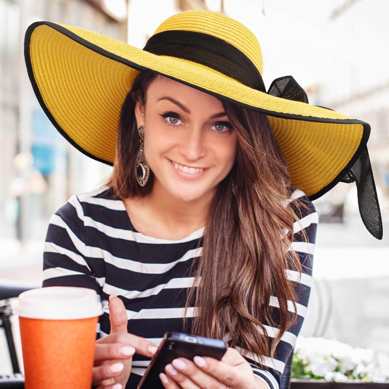 DRESHOW Beach Hats for Women Big Straw Wide Brim Summer Hat Floppy Foldable Roll up Cap Sun Hat UPF 50+ - Image 3