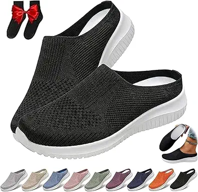 Women's Breathable Knit Slip-On Walking Shoes with Arch Support
