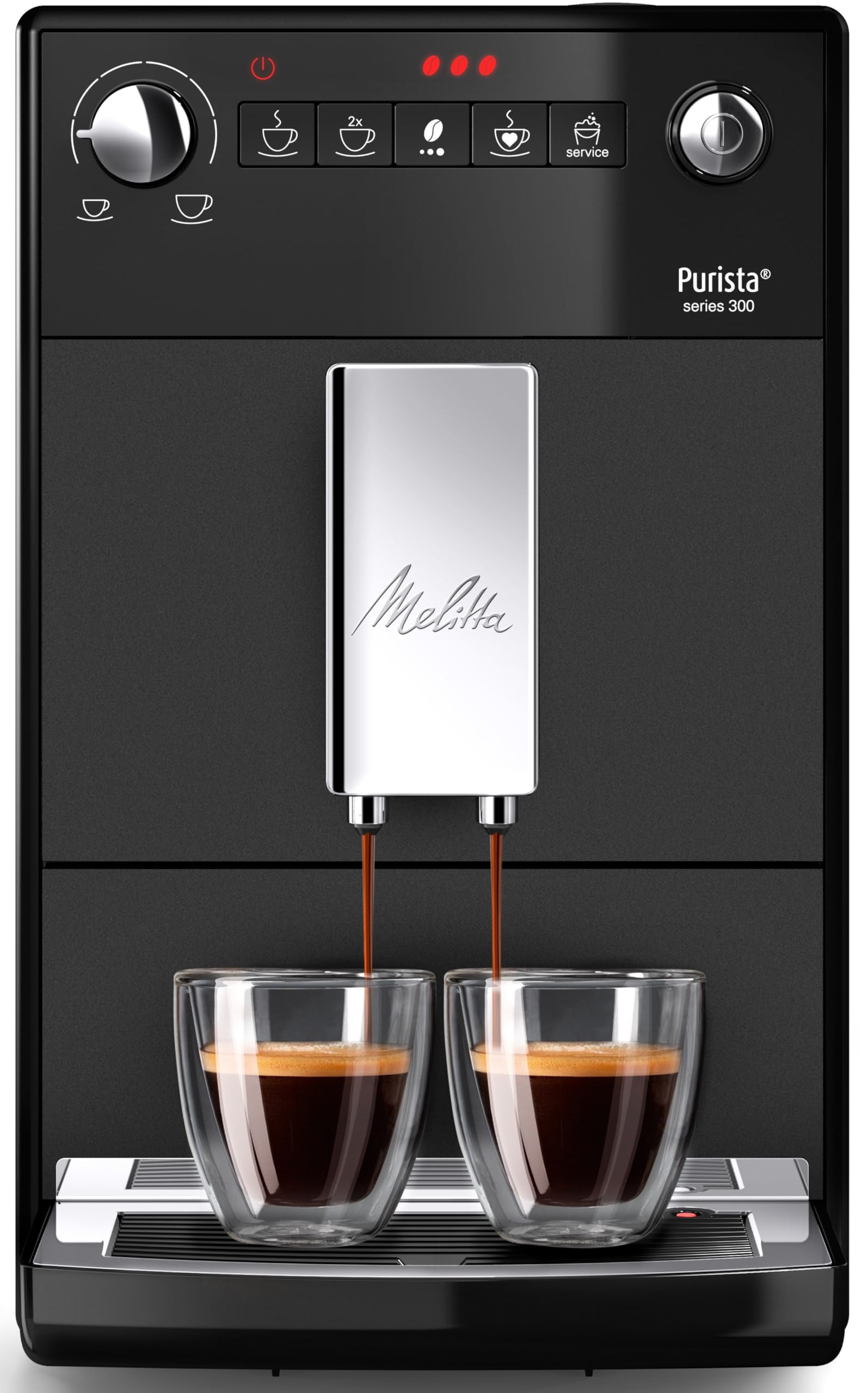 Melitta Purista Kaffeevollautomat, Mattschwarz, Flüsterleises Mahlwerk, Individuelle Kaffeezubereitung, Kompakte Größe, 1,2L Wassertank
