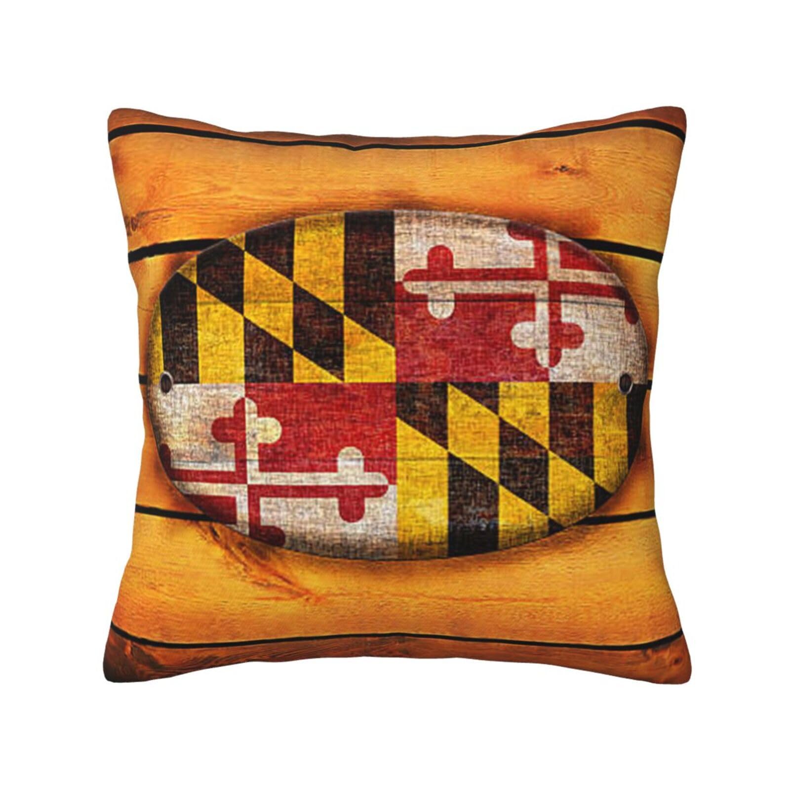 FFSHKOWE maryland flag Decorative Throw Pillow Cover Double-Sided Printed Cushion Cover for Sofa Couch Bed Chair 50 x 50cm