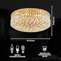Vista 3 de 6-Lights Gold Crystal Flush Mount Chandelier Light Fixture K9 Crystals Modern Ceiling Lights Elegant Pendant Lamp for Bedroom,Hallway,Bar,Living