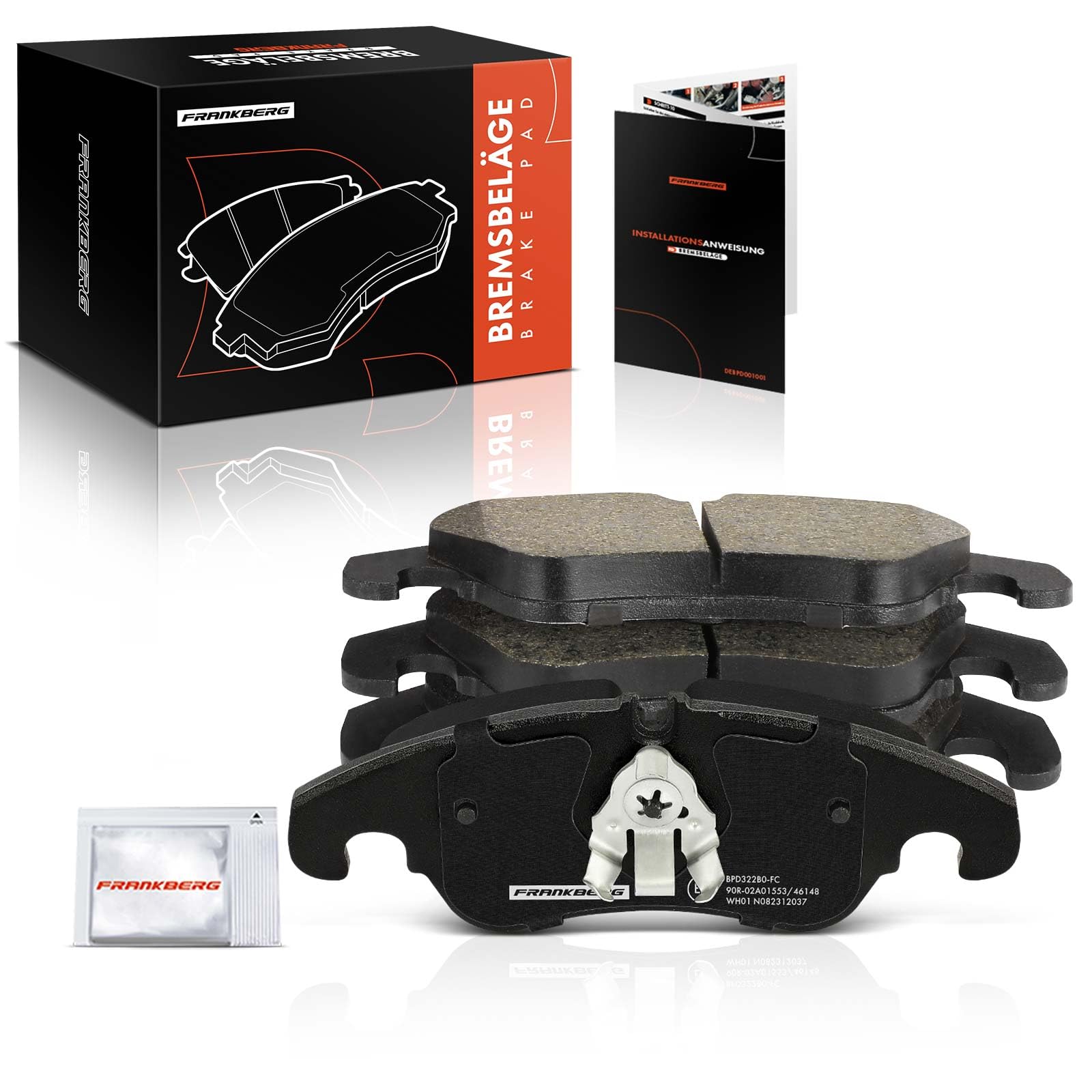 Frankberg Set di pastiglie dei freni incl. 4x Pastiglie dei Freni Anteriore Compatibile con A6 Avant 4G5 4GD A6 Allroad 4GH 4GJ Q5 8RB A6 4G2 4GC A7 Sportback Replace# 4G0698151, 8K0698151C
