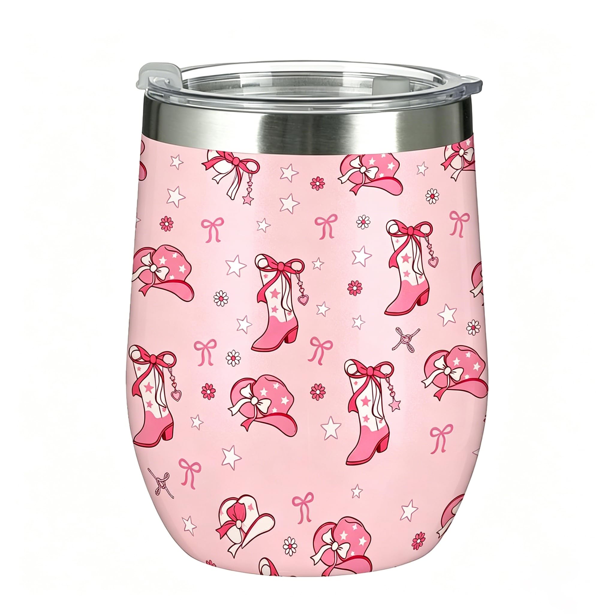 Cowgirl Wine Tumbler, 12oz Insulated Wine Tumbler with Lid, Stainless Steel Tumbler for Coffee, Cocktails, Western Cowboy Insulated Mug for Travel, School, Home, Office, Cowgirl Gifts for Women, Girls