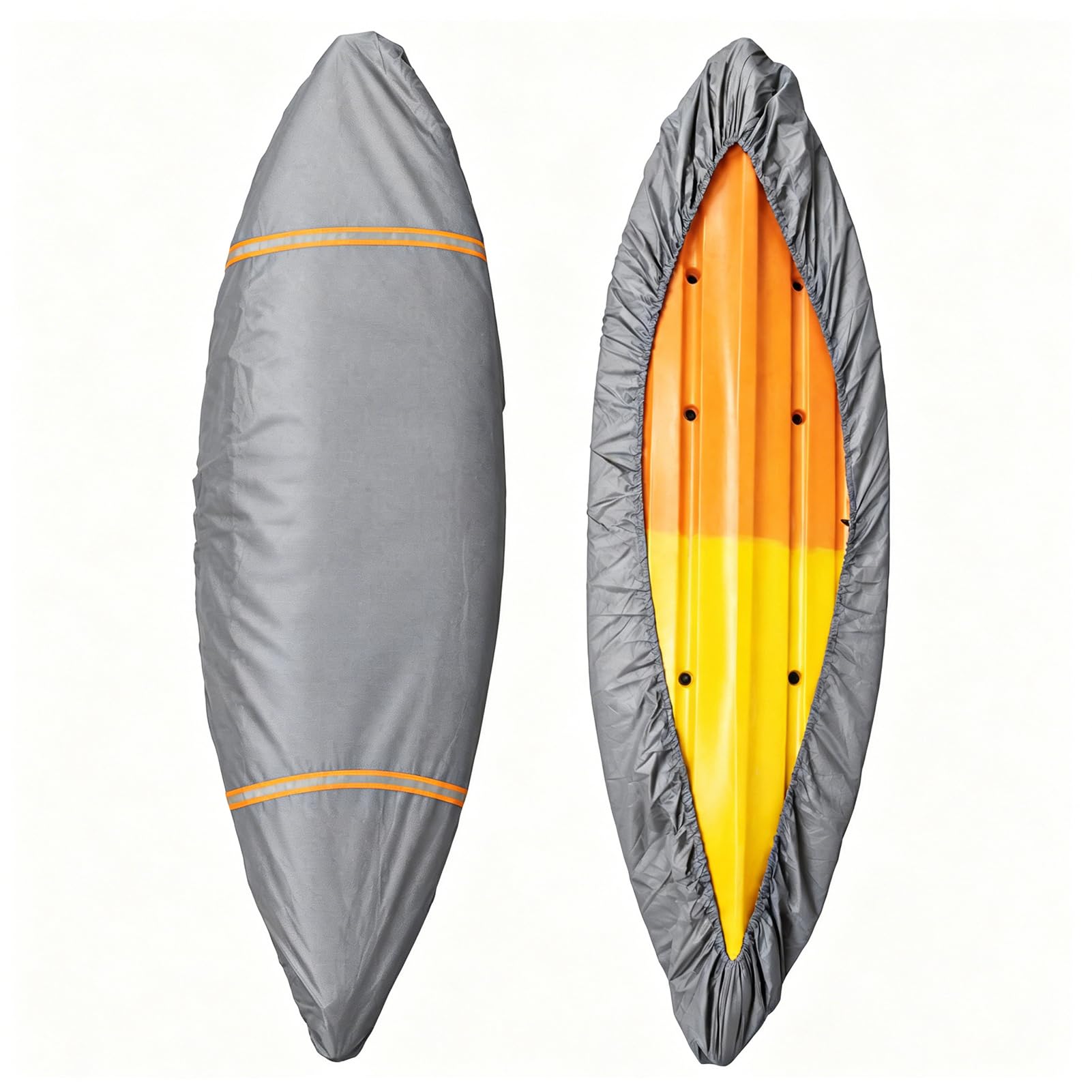 doorslay Kayak Cover Kayak Boat Cover Storage Universal 420D Oxford Fabric Dust Reflective Strips Easy to Use Protects from Sun Water and Dust for Outdoor Storage (Grey 5.5m)