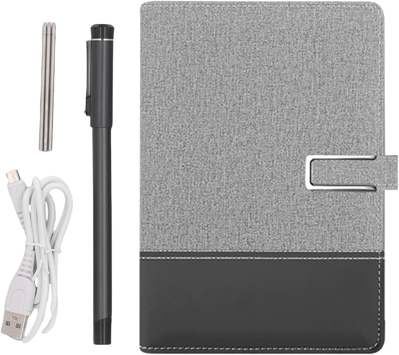 Digital Smart Pen and Notebook, Smart Pen Notebook Set Note Taking Tablet BT 5.0 with Smart Pen and Ocr Text Recognition Digital Pen for Adults Learning Work Drawing (Grey Black Patchwork)