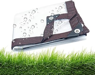 Lona transparente à prova d'água, cortina de lona transparente resistente resistente, PVC de 0,12 mm com ilhós à prova de ferrugem, para acampamento ao ar livre no jardim (5x7m/16x23ft) ()