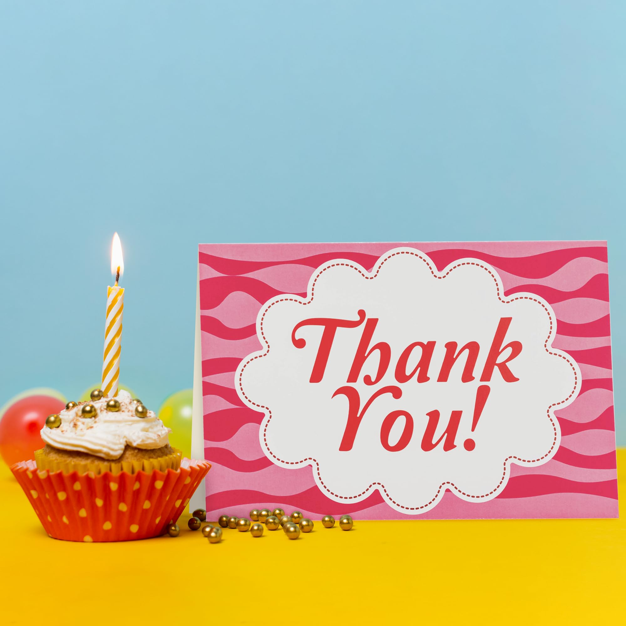 Baby Shower Pink Gold Thank You Cards (50 Pack) With Envelopes