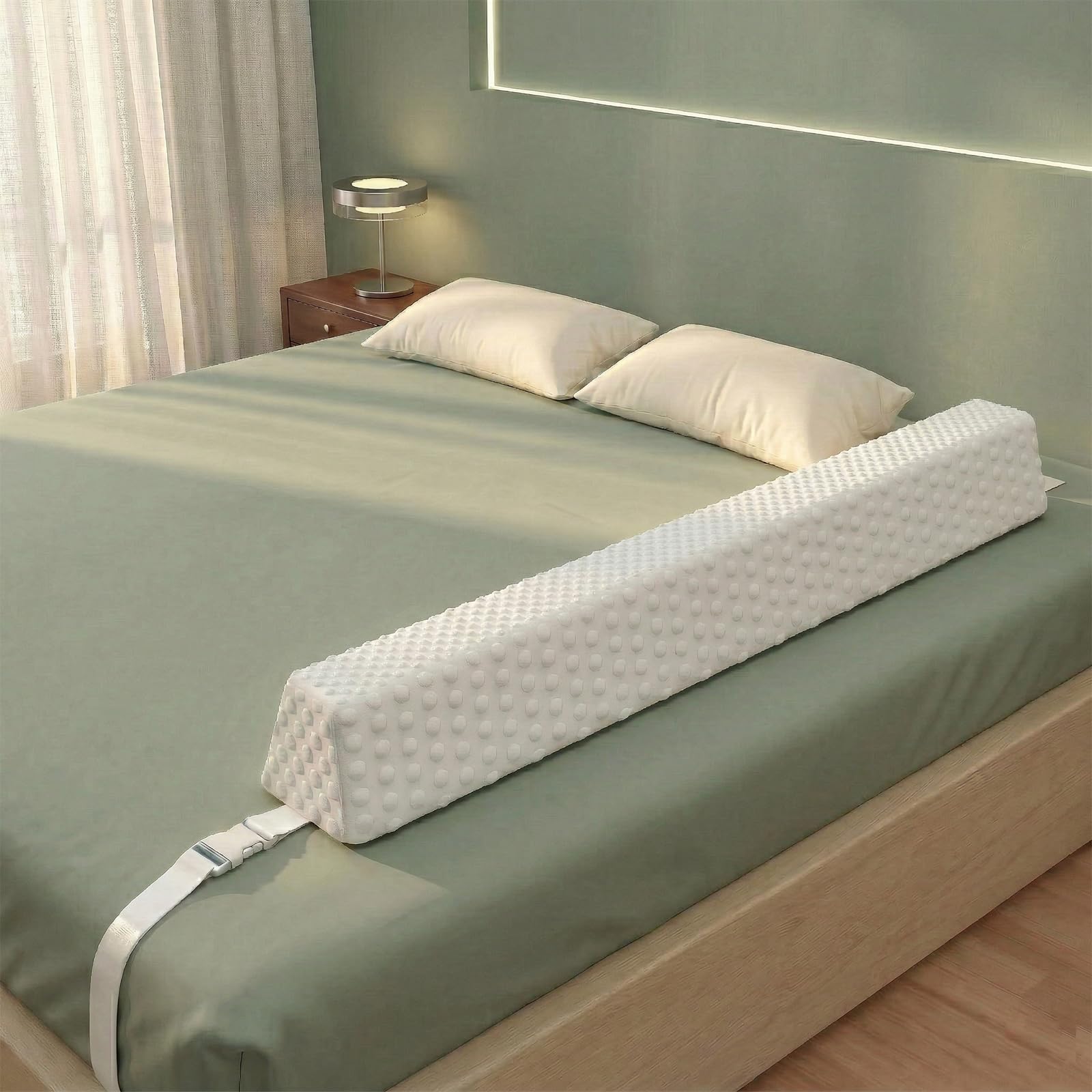 YENING Bed Bumpers for Toddlers with Strap Under Sheet Anti-Slip Foam Bed Bumper for Twin Full Queen King Kids Bed