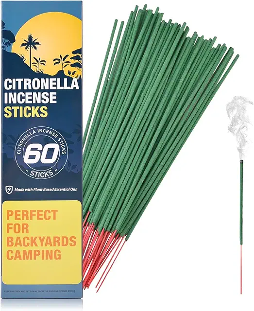 Bâtons d'Encens Anti-Moustique Citronnelle - 60 bâtons - Pour Extérieur et Intérieur