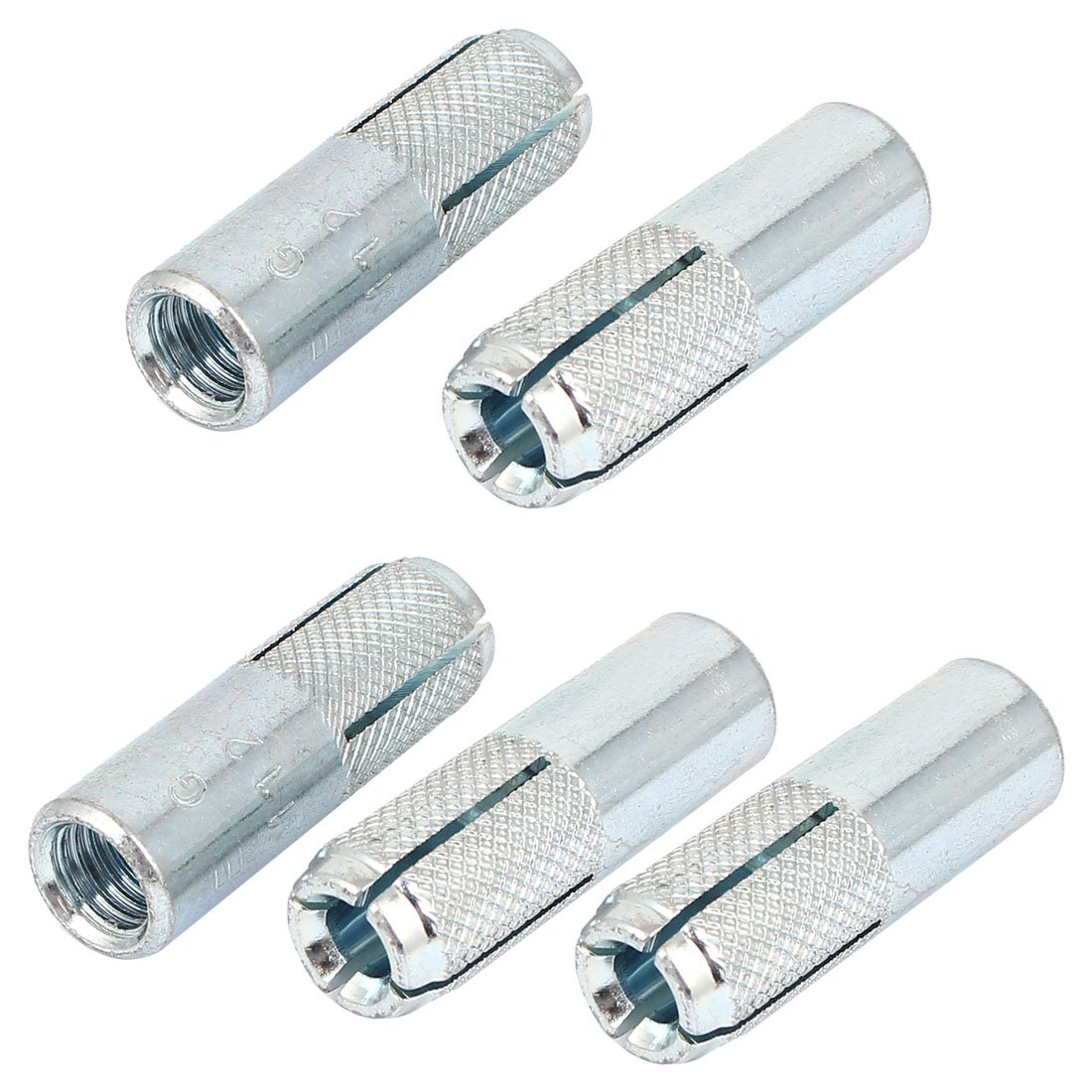 Uxcell Silver Sourcingmap M12 Threaded Expansion Bolt Sleeve Anchors Tool 50Mm Long 5 Pcs