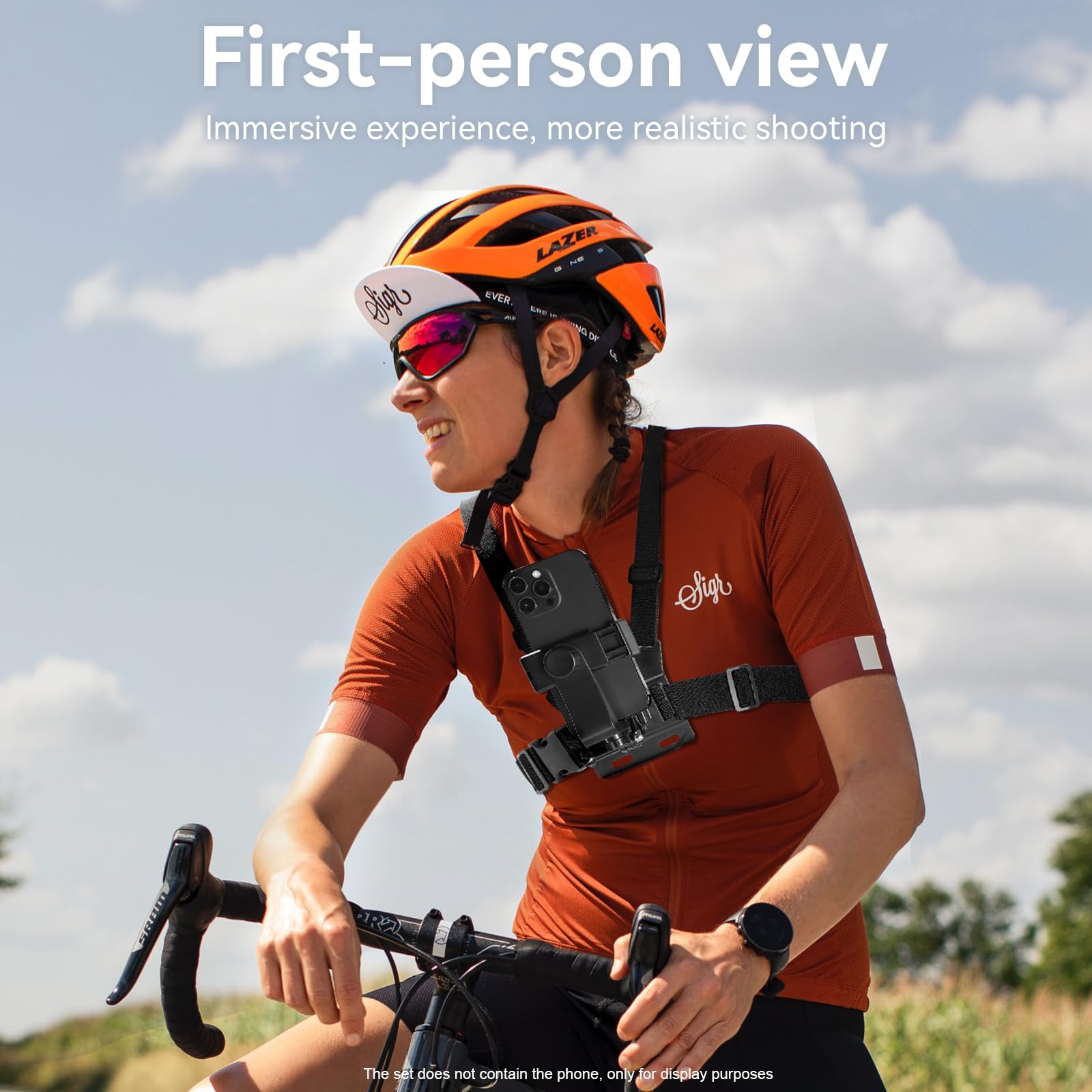 Adaptom° Harnais de Poitrine Support pour Caméras d'action et téléphones Portables, Compatible avec GoPro 13/12/11/10/9/8/7, insta360, DJI Action 5 Pro 4/3/2 Osmo et Toutes Les caméras d'action