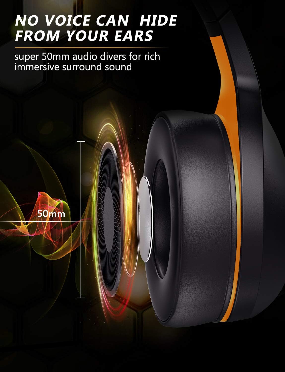 ZIUMIER Z20 Gaming Headset for PS4, Xbox One, PC, with Noise Isolation Microphone, 50mm Driver, RGB LED Light, Surround Sound, Orange