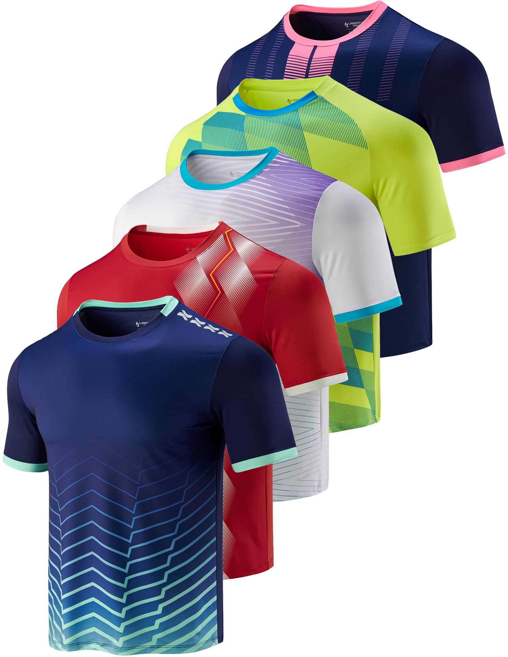 5 Pack Men's Active Quick Dry Crew Neck T Shirts