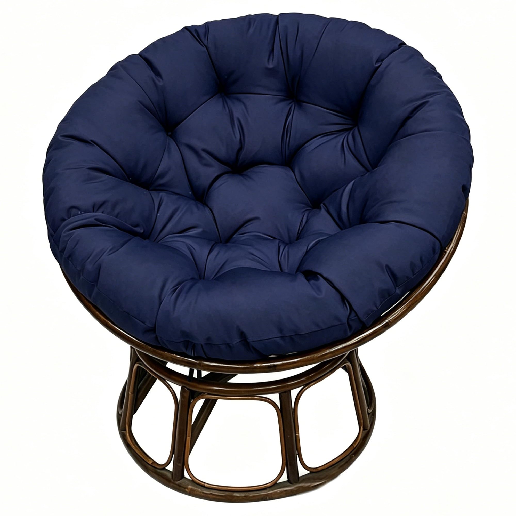 yanbinlife Cushion - Bucket & Moon Chair Comfy Round - Floor Pillow, Soft Circle Chair Cushion with Ties for Oval Saucer Egg Chairs (Frame Not Included)(Navy Blue,19.6 x 19.6 in)