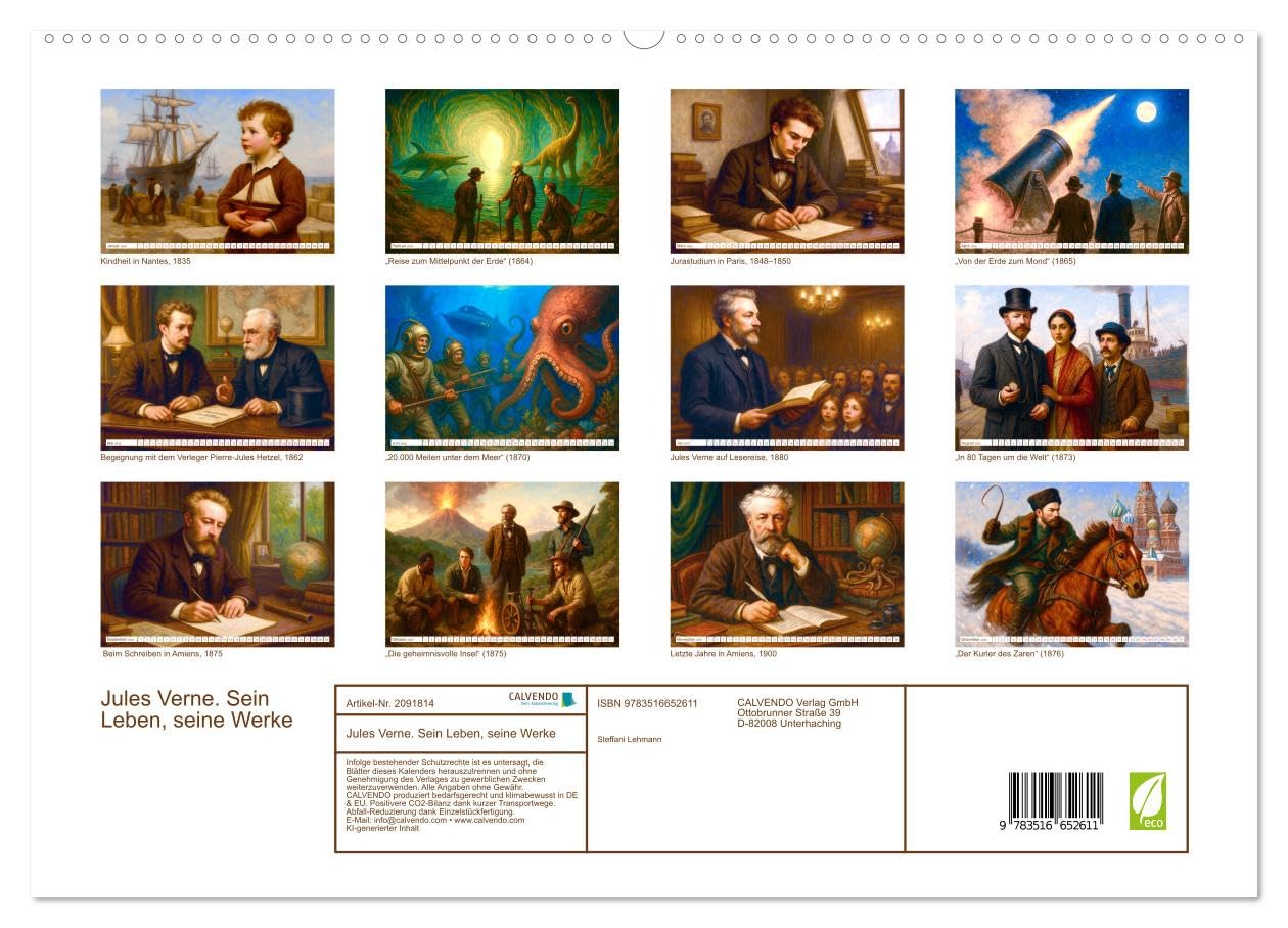 Jules Verne. Sein Leben, seine Werke (hochwertiger Premium Wandkalender 2026 DIN A2 quer), Kunstdruck in Hochglanz: Einer der faszinierendsten Autoren der Weltliteratur (CALVENDO Kunst)
