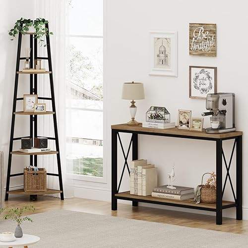 BON AUGURE Entryway Console Table and Corner Ladder Shelf Set,