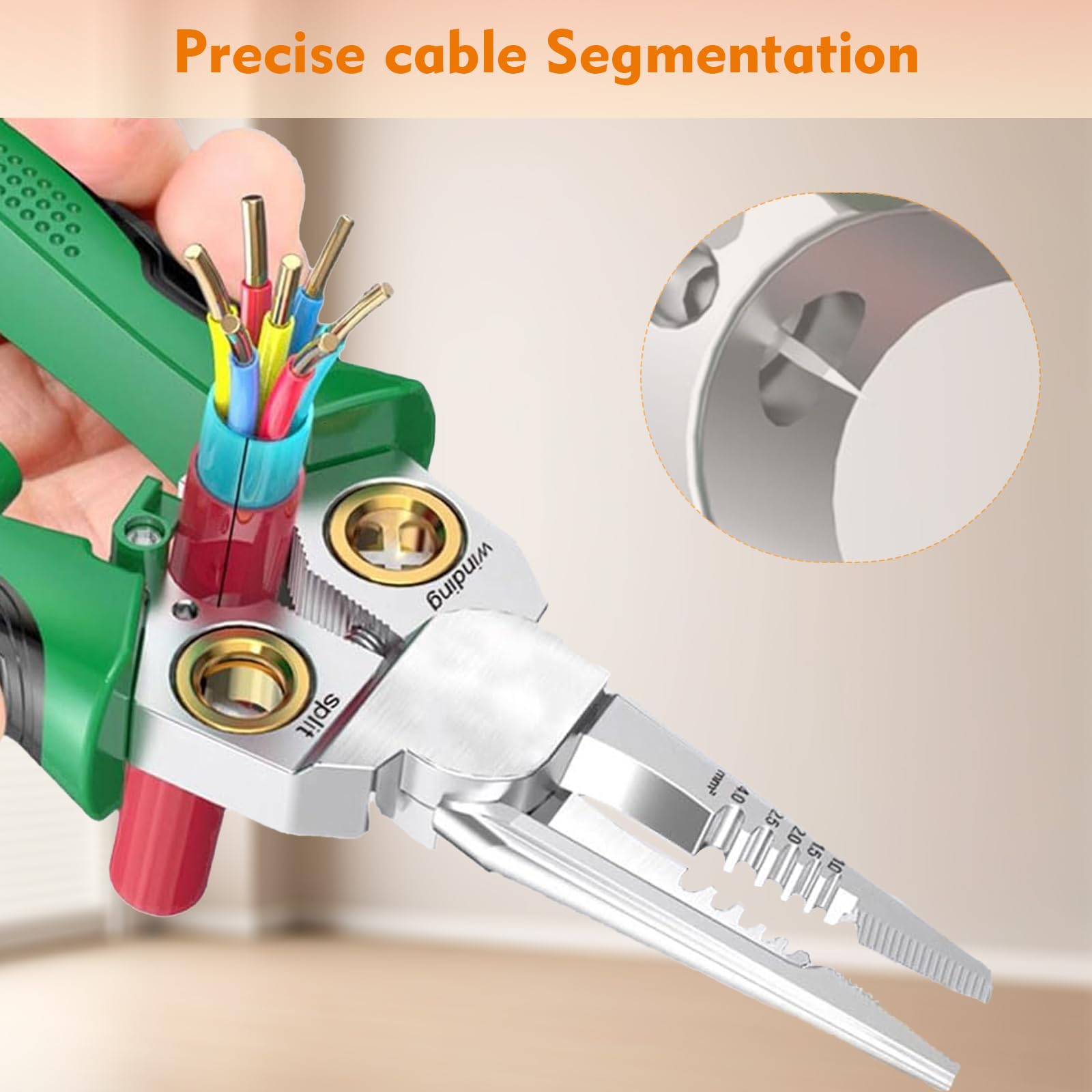 Pelacables 8 en 1 con probador de voltaje, alicates eléctricos profesionales multifuncionales para cortar cables, herramienta de reparación de crimpado (gris)
