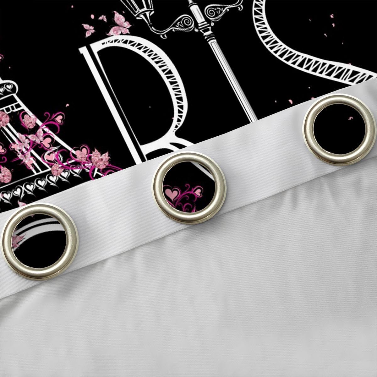 Feelyou Paris Curtains for Bedroom Living Room Eiffel Tower Window Curtains Black Pink Girls Room Decor (Blackout Curtain) Romantic Window Drapes Kids French Window Treatments 38x45 Inches,2 Panels