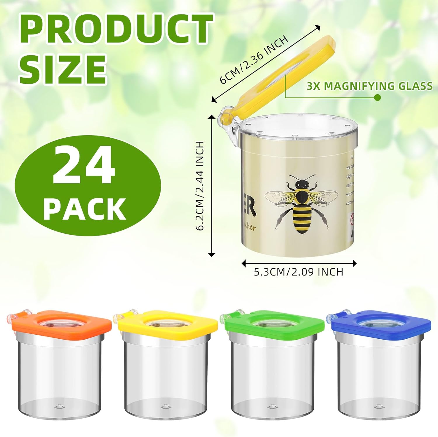 Halloscume 24 Pcs Insect Bug Viewer for Kids Magnifying Insect Box Bug Catcher Magnifier Container Critter Collection Kit Insect Cage Jar for Children Science Nature Exploration Tool
