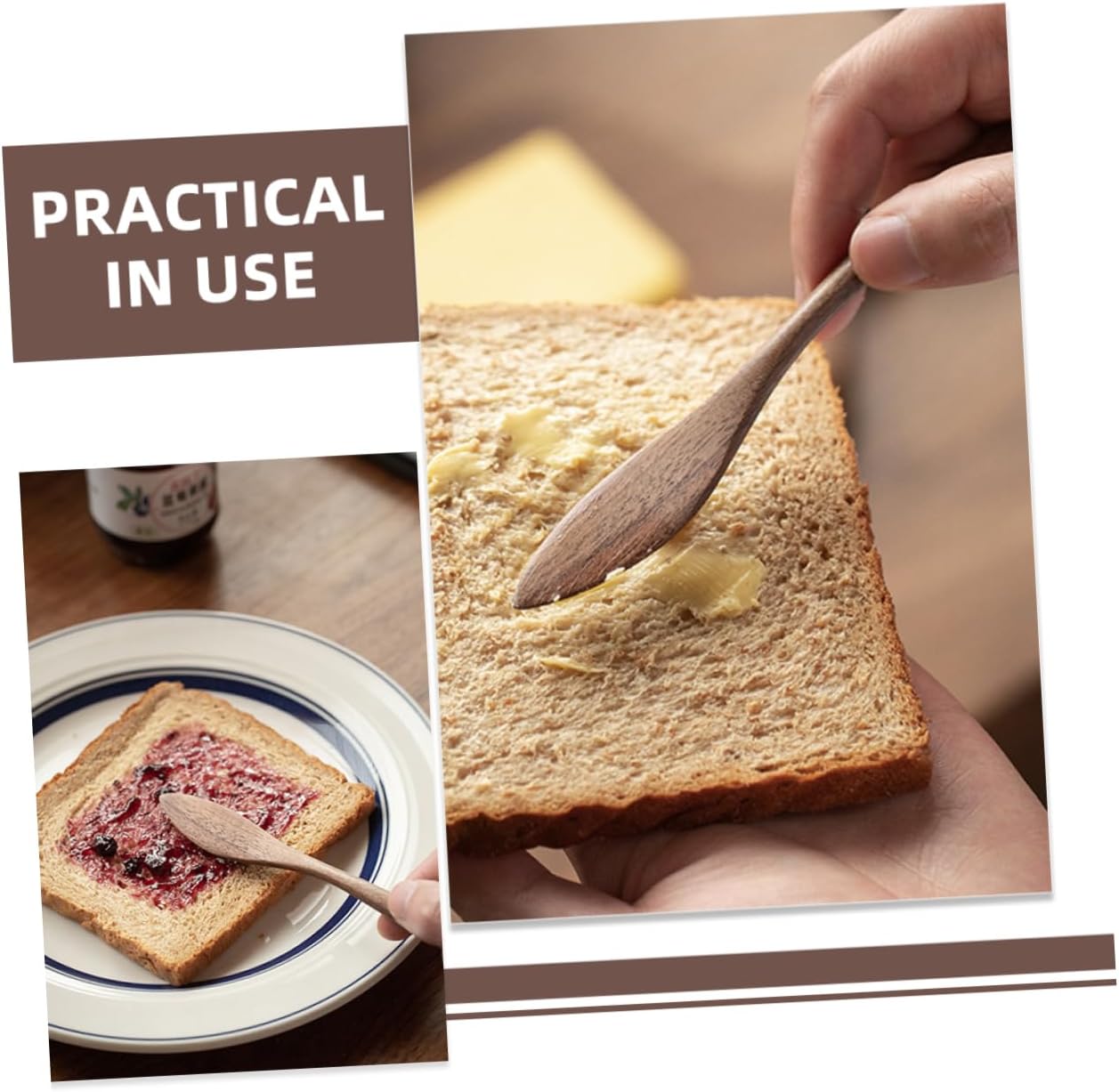 Garneck 4pcs Wooden Japanese Butter Spreader Multi-function Cheese Spreader Ergonomic Butter Spatula Scraper Accessory
