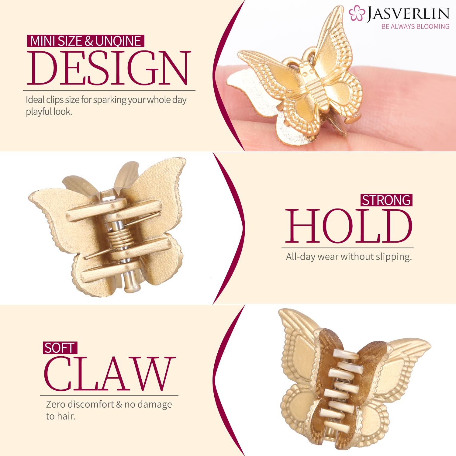 JASVERLIN Mini Butterfly Hair Clips 50pcs - Image 4