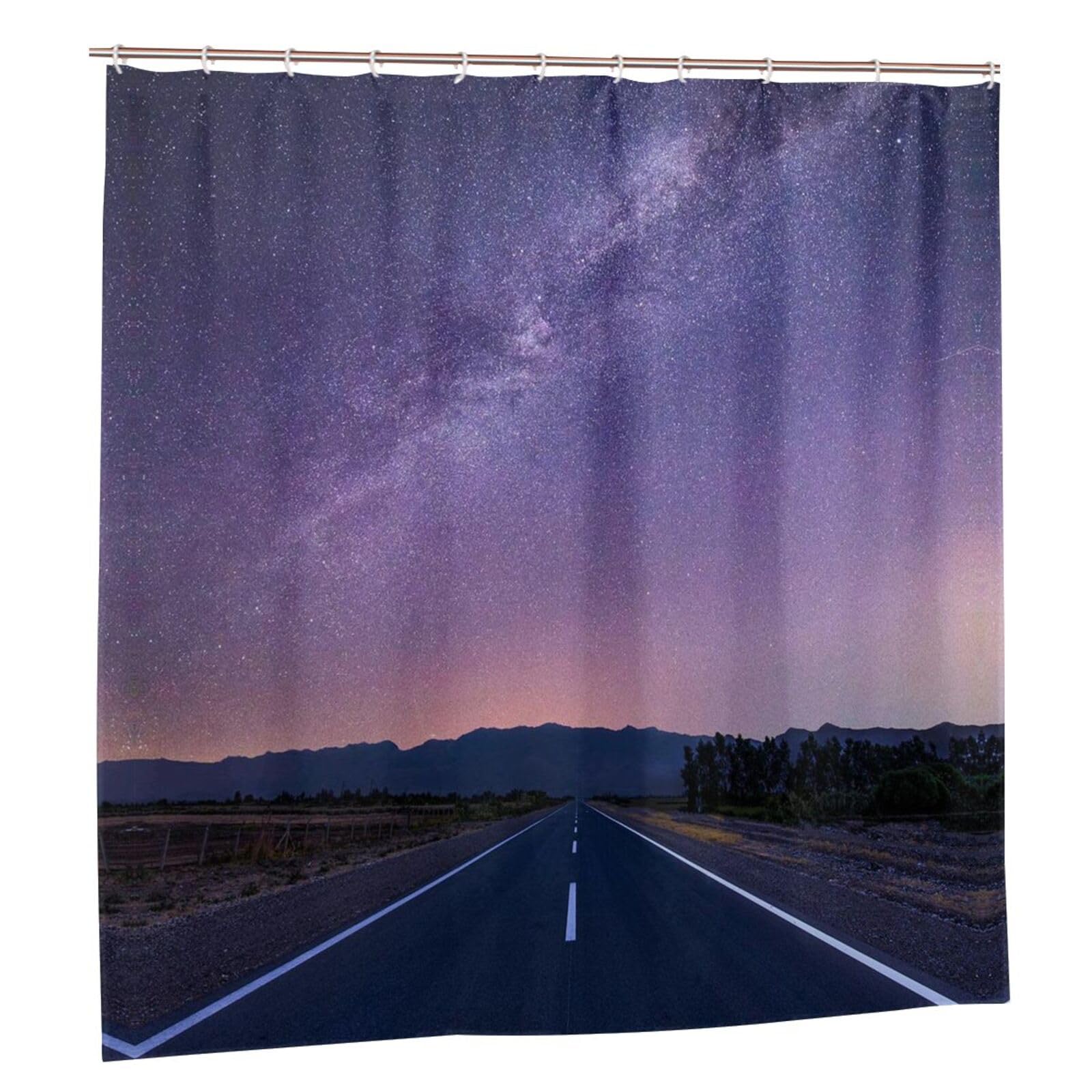 Rideau de douche imperméable route de nuit 183x183 cm pour la salle de bain