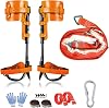 Tree Climbing Gear, Tree Climbing Spikes, Tree Climbing Gear with Adjustable Climbing Straps and Steel Core Flip Line, Rock Climbing Kit with Triple Lock Lanyard Adjuster