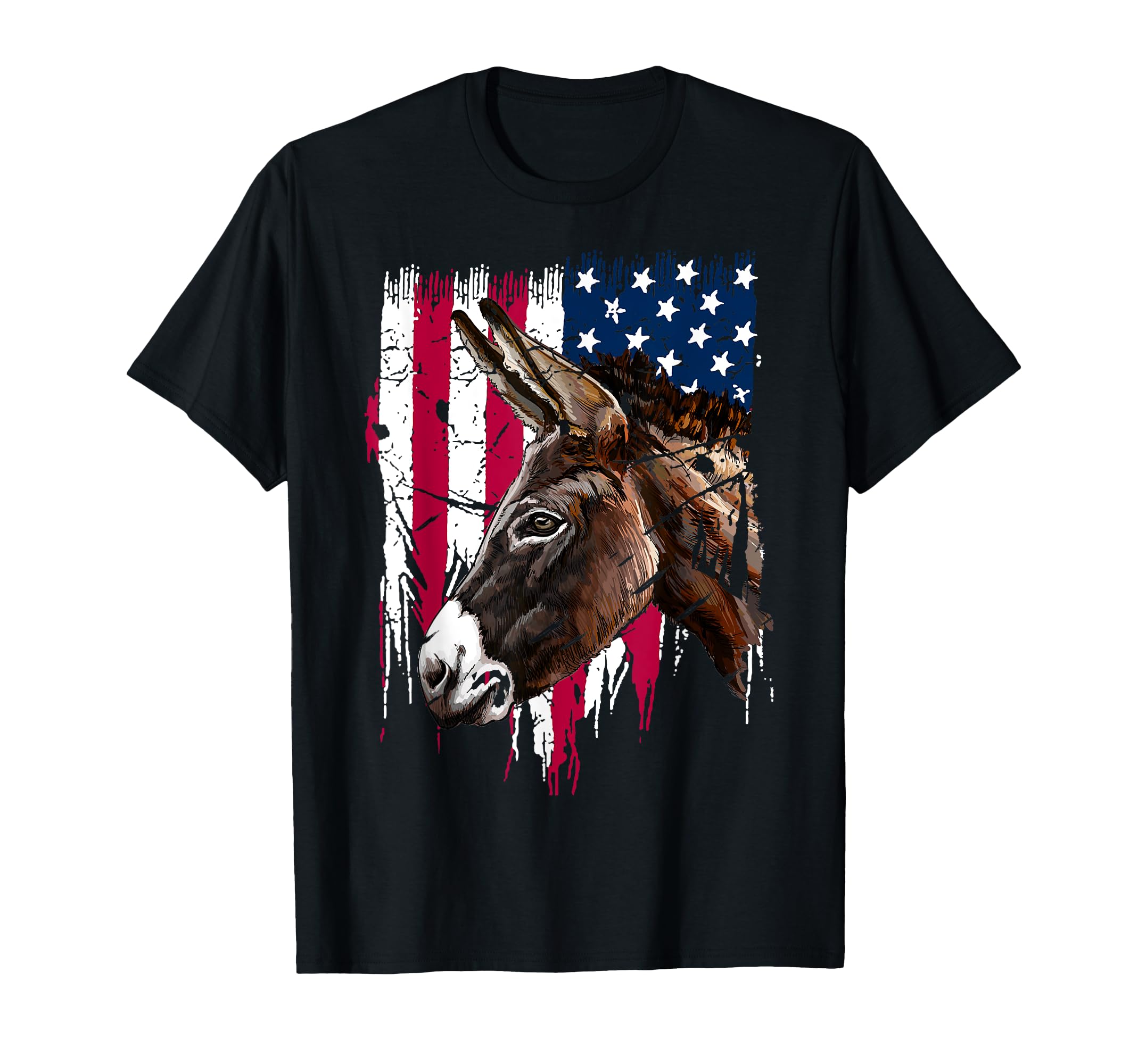 Donkey Farmer American Flag Patriotic 4th Of July Donkey T-Shirt