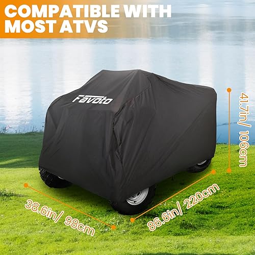 Miniatura 9 de Favoto Funda impermeable resistente para cuatrimoto para exteriores, accesorios de 4 ruedas, 88 pulgadas de largo x 39 pulgadas de ancho x 42