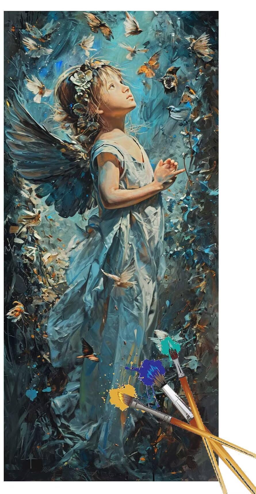 Yooyixi Peinture Numero Adulte Ange，Beauté Peinture par Numero Adulte Grand Format 40x80cm，DIY Kits de Peinture au Numéro Pigment Acrylique Paint by Numbers Pour Maison Décor Cadeau(Sans Cadre) J6