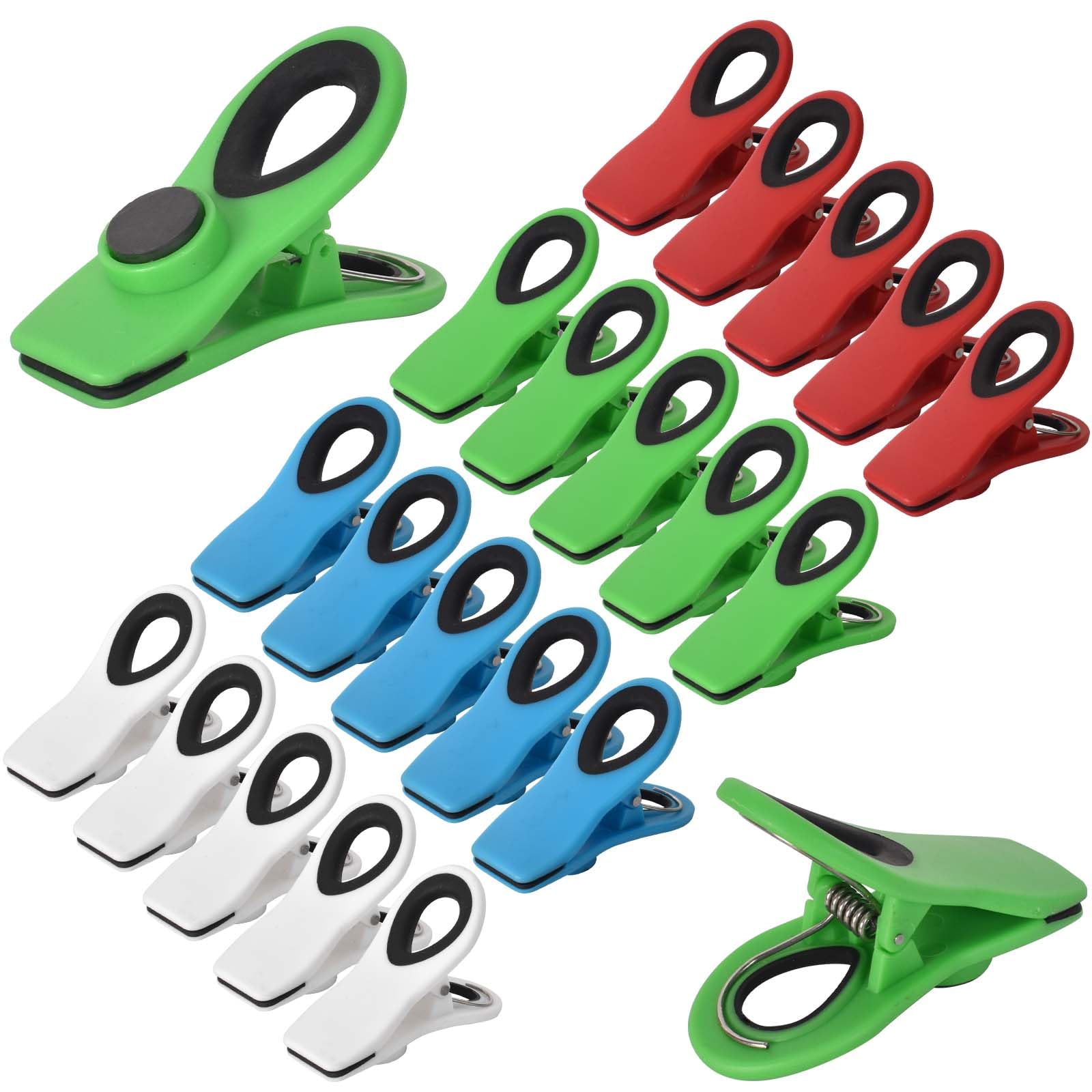 Bag Clips for Food Storage Magnetic, 20 PCS Food Clip Bag Sealing Clips, Plastic Clip with Magnet for Magnetic Board, Refrigerator, Chip Bag, Memo, Photo, Shop, Kitchen, Office