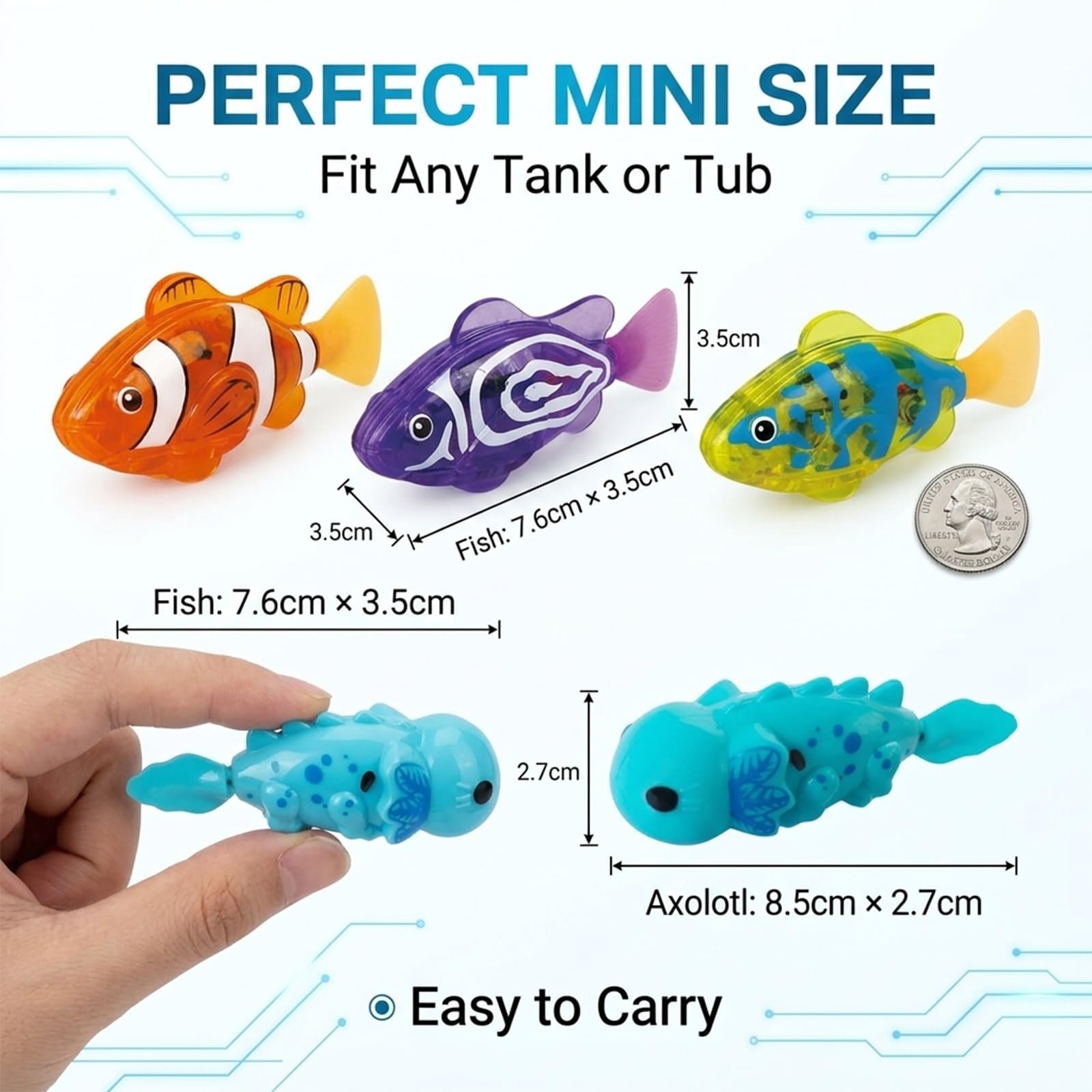 Pez Payaso Nadador Con Luz LED - Juguete Robot Activado Por Agua Para Bañera, Acuario O Piscina - Pack De 4 Peces De Colores