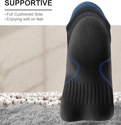 Miniatura 4 de KEMISANT Calcetines de Correr para Hombre 6 Pares - Calcetines de Tobillo de Compresión Atlética Acolchados para Hombre para Caminar - Soporte de
