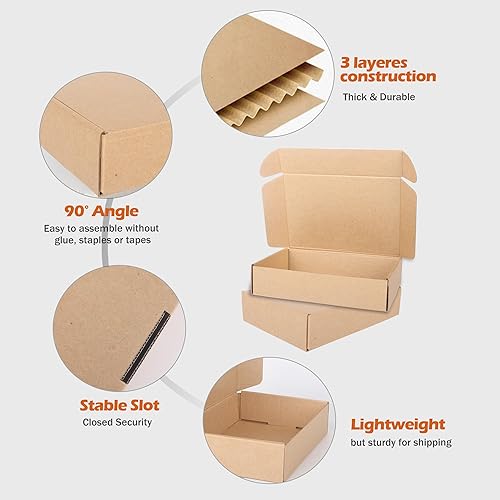 Miniatura 4 de Paquete de 20 cajas de envío de 6 x 4 x 2 pulgadas, cajas pequeñas para mudanzas, caja de cartón corrugado marrón resistente para embalaje, correo,