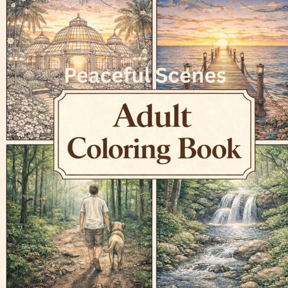 Adult Coloring Book: Peaceful Scenes