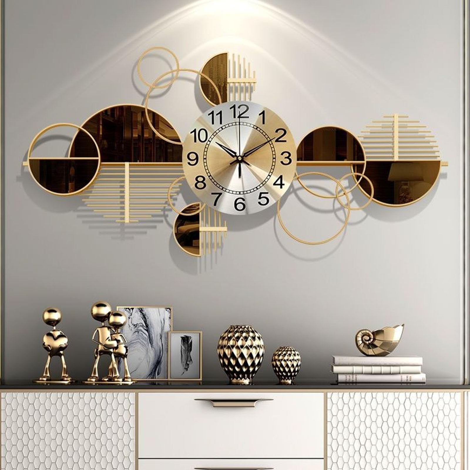 Horloge murale silencieuse métal salon design moderne chambre 3D