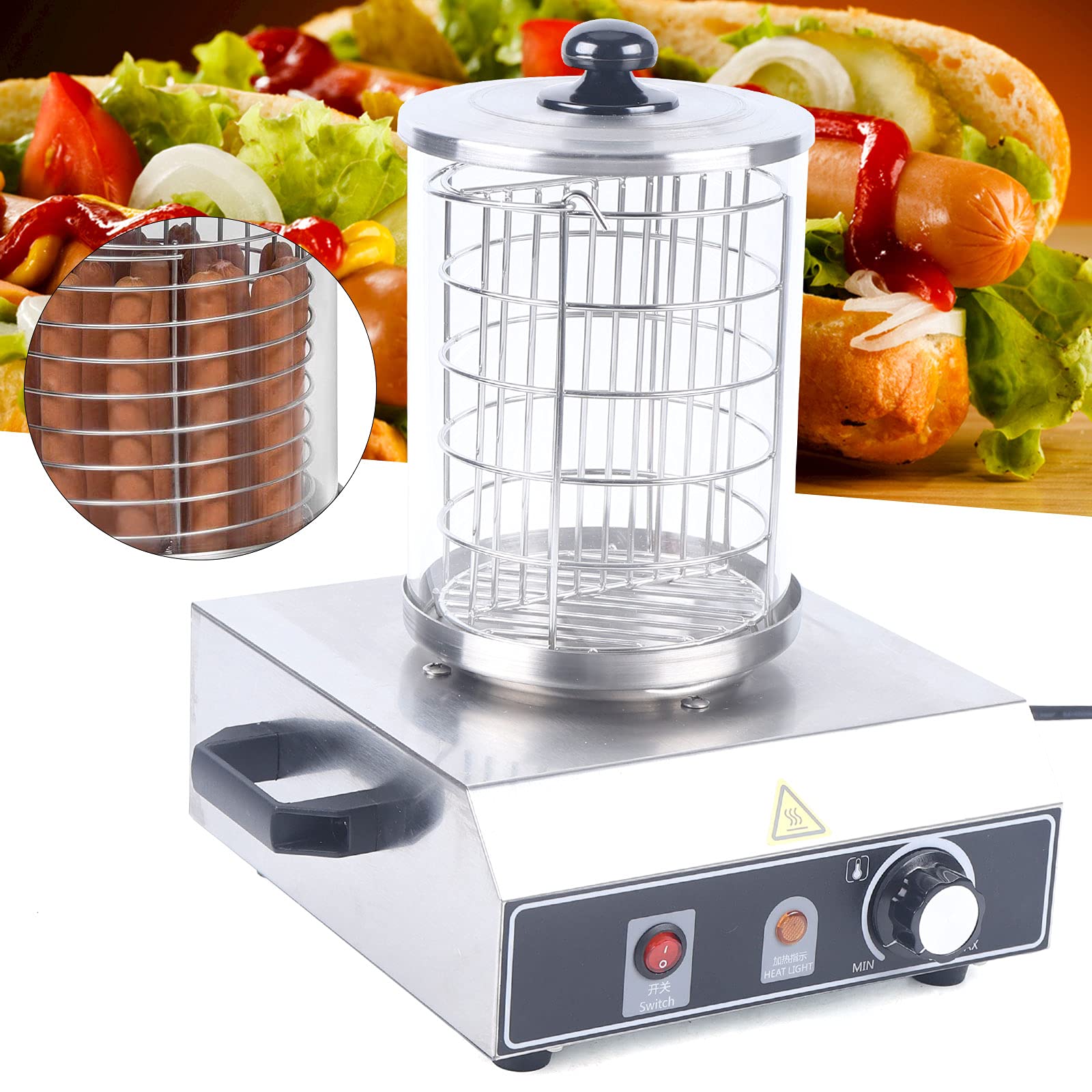 Scalda Hot Dog Professionale 400W - Mantieni Caldi Gli Hot Dog Con 2 Spiedini In Acciaio Inox - Foto 2
