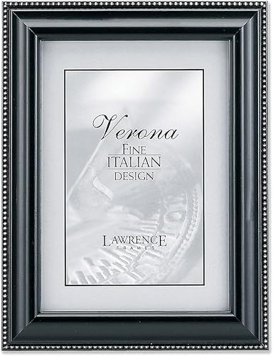 Miniatura 5 de Lawrence Frames Marco de fotos con acabado de nogal de 5 x 7 pulgadas, diseño de cuentas doradas