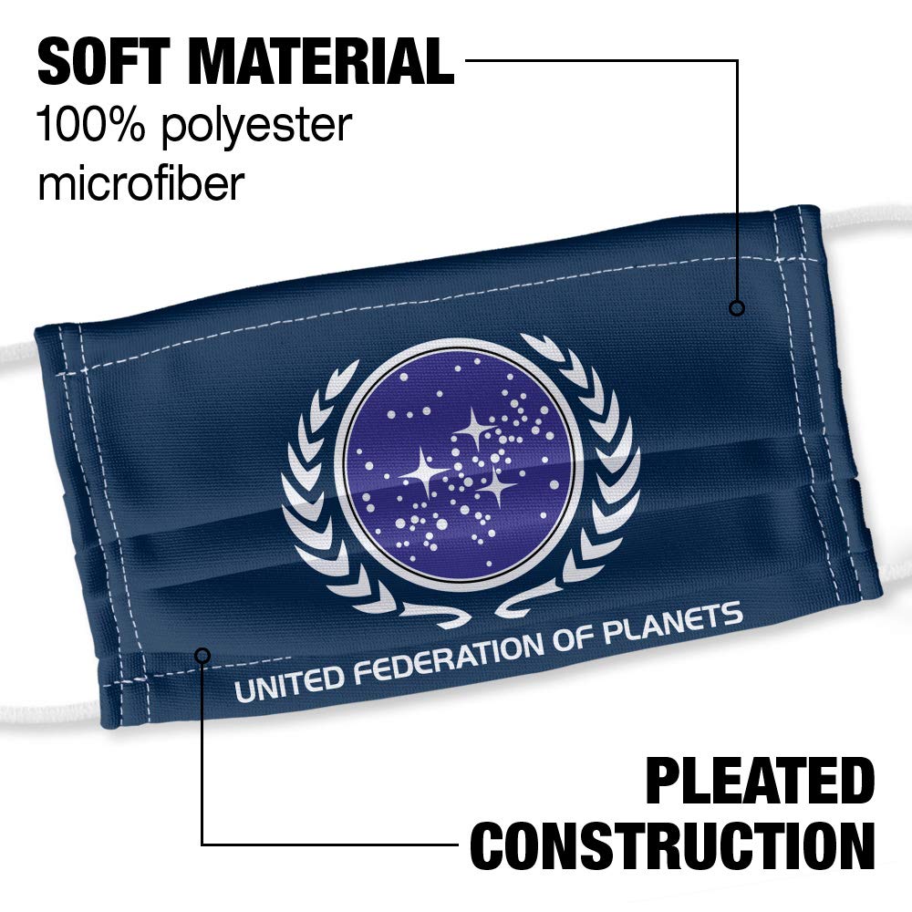 Popfunk Star Trek United Federation Logo 1-Ply Reusable Face Mask Covering with Adjustable Nose Wire, Unisex