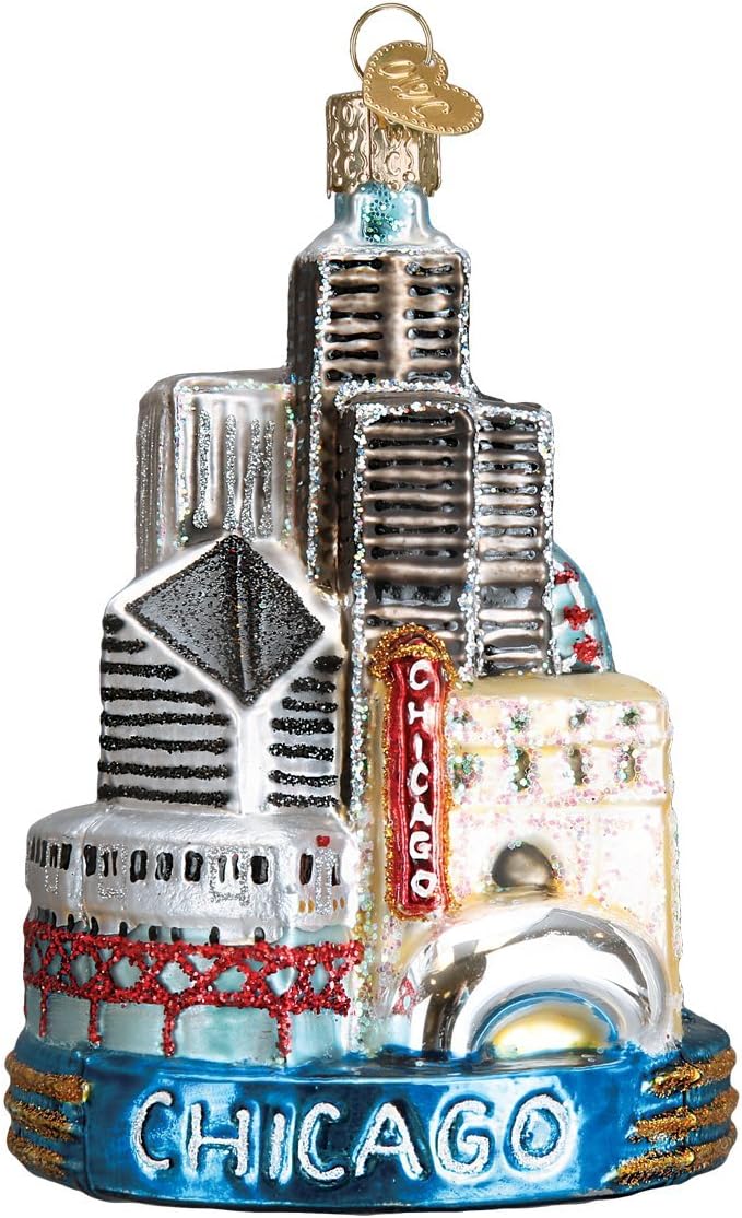 Old World Christmas Glass Blown Ornament Chicago (20091)