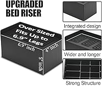 Vista 3 de Elevadores de cama de 5 pulgadas, elevadores de marco de cama extra anchos de gran tamaño, elevadores de sofá resistentes de 11000 libras