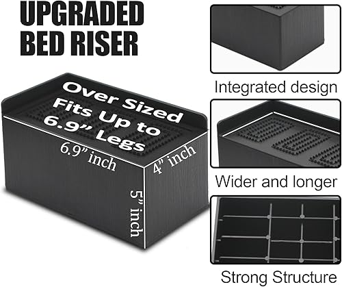 Miniatura 3 de Elevadores de cama de 5 pulgadas, elevadores de marco de cama extra anchos de gran tamaño, elevadores de sofá resistentes de 11000 libras,