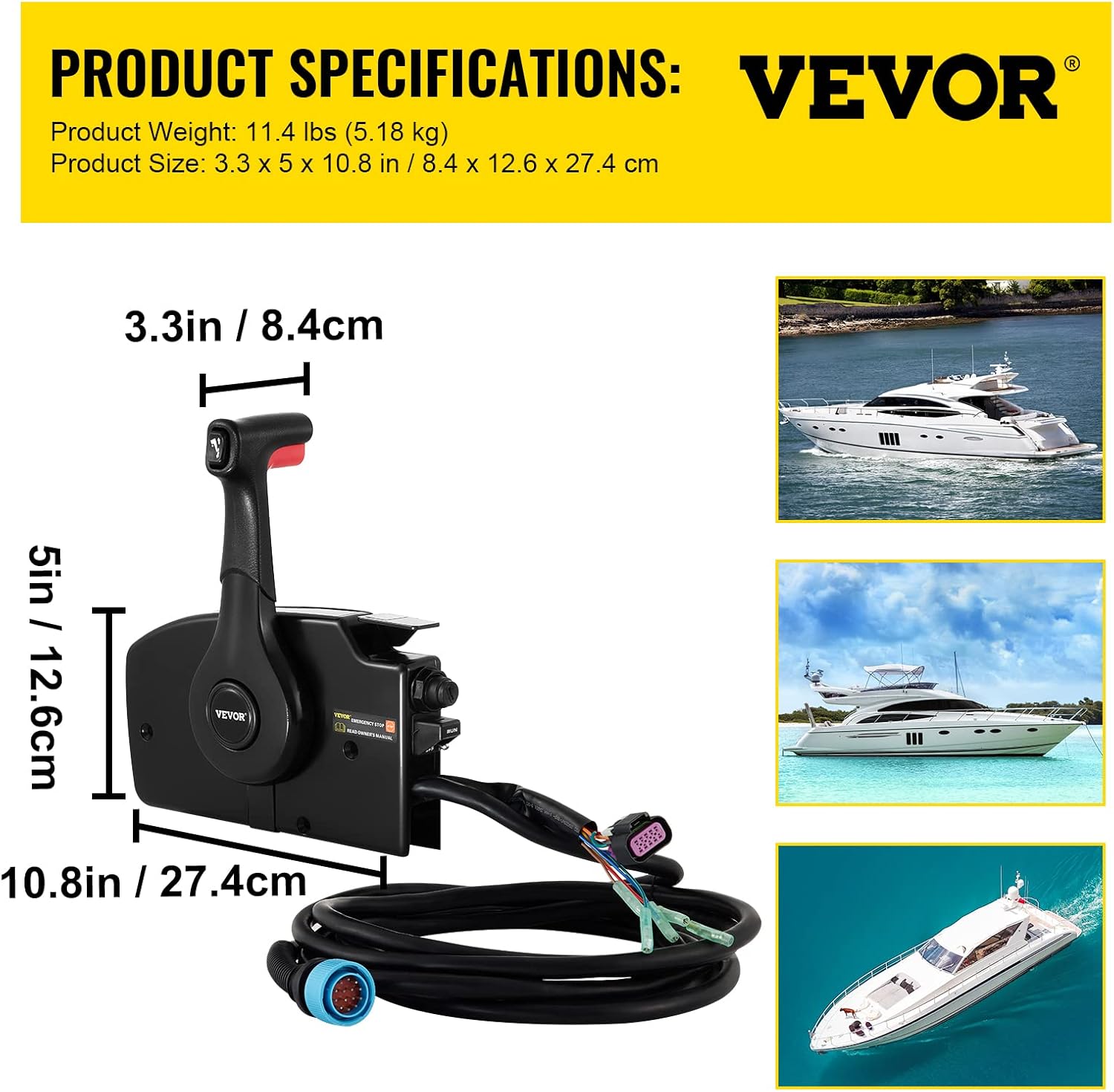 Buy VEVOR Boat Throttle Control 881170A13 Remote Control Box Outboard