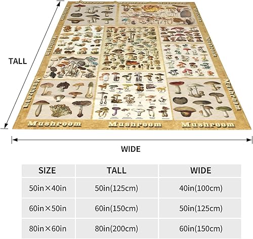 Miniatura 4 de Manta de franela con diseño de hongos, manta suave y mullida y ligera para sofá, dormitorio, sofá, 50 x 40 pulgadas