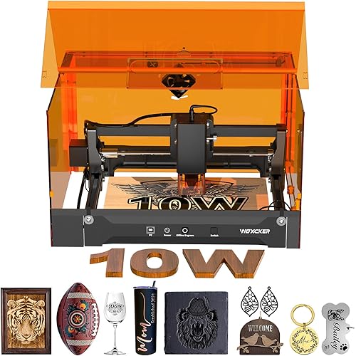 Laser Engraving and Cutting Machine, 10W 360° Enclosure Laser Engraver Pre-Assembled High-Precision for Metal Wood Acrylic Leather Glass Stainless Steel Beginner-Friendly (Class 1 Output 10000mW)