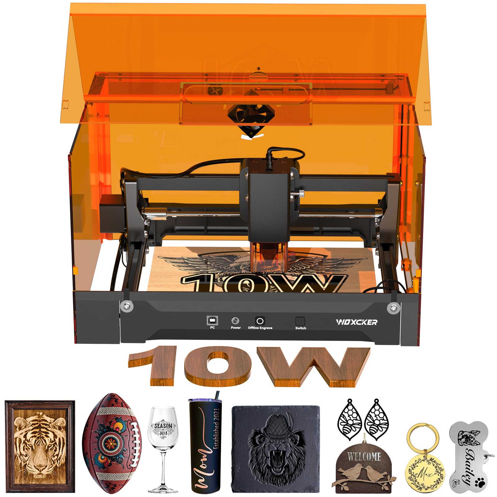 Laser Graviermaschine, L2 Flex 10W Beiliegender Lasergravur Maschine, CNC Graviermaschine Hochpräzise Laser Cutter 150x200 mm Arbeitsbereich für Holz, Metall, Acryl, Glas, Leder